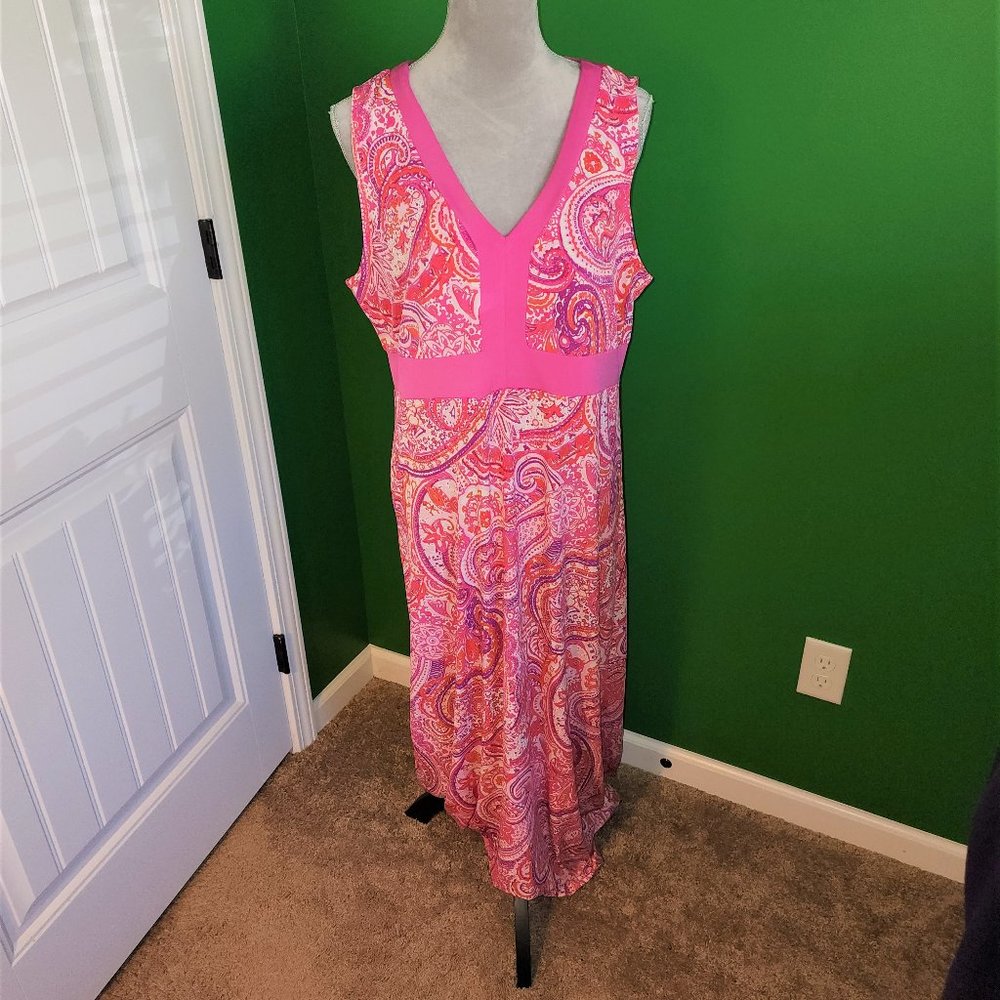 Liz Claiborne Pink Paisley Maxi Sundress - Size Large Petitie